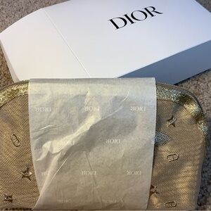 Dior GWP Metallic Gold Star-Embossed mesh Cosmetic Pouch